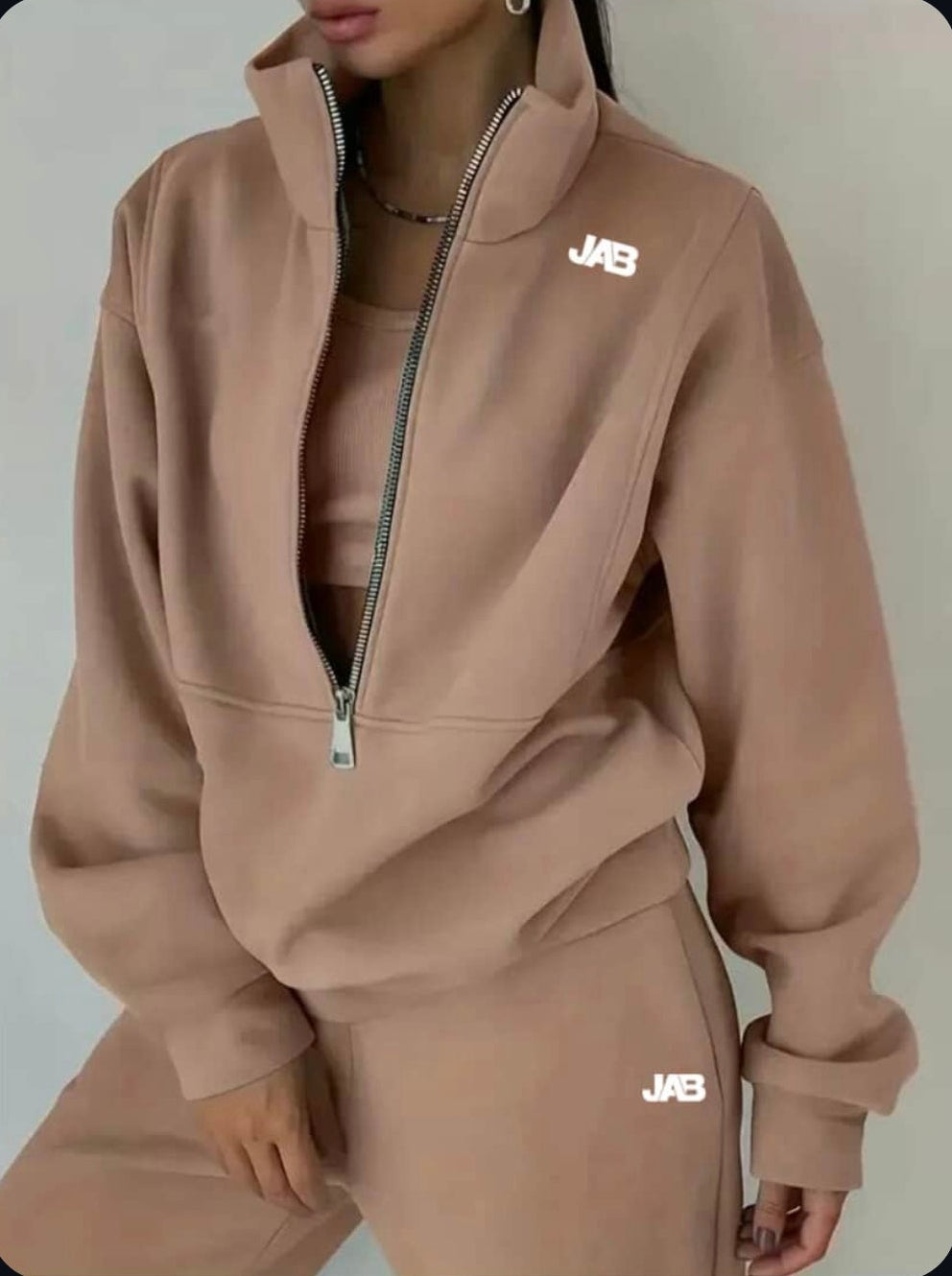 Ladies half zip fleece lounge wear set