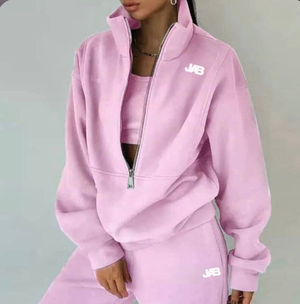 Ladies half zip fleece lounge wear set