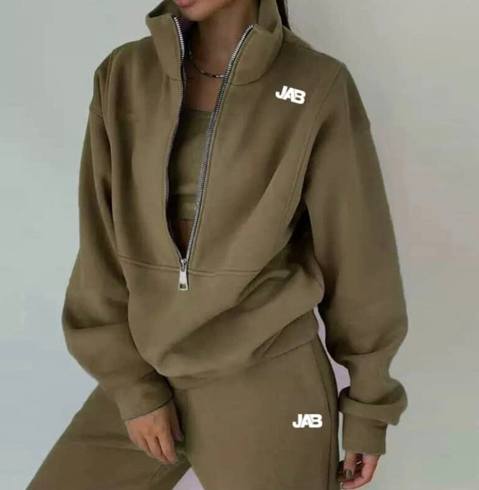 Ladies half zip fleece lounge wear set